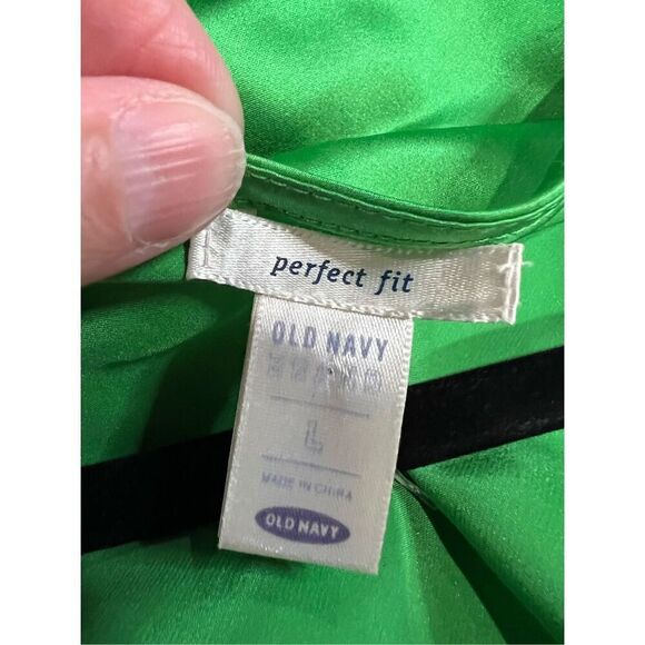 Y2K Old Navy‎ Green Lace Trim Bow Detail 100% Silk Whimsy Fairie Coquette Top M - Picture 3 of 7